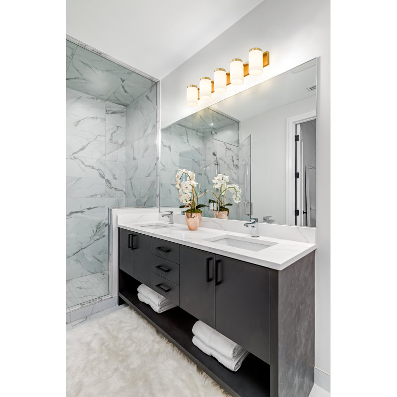 Meuble-lavabo 5 lumières Rosevale, Or