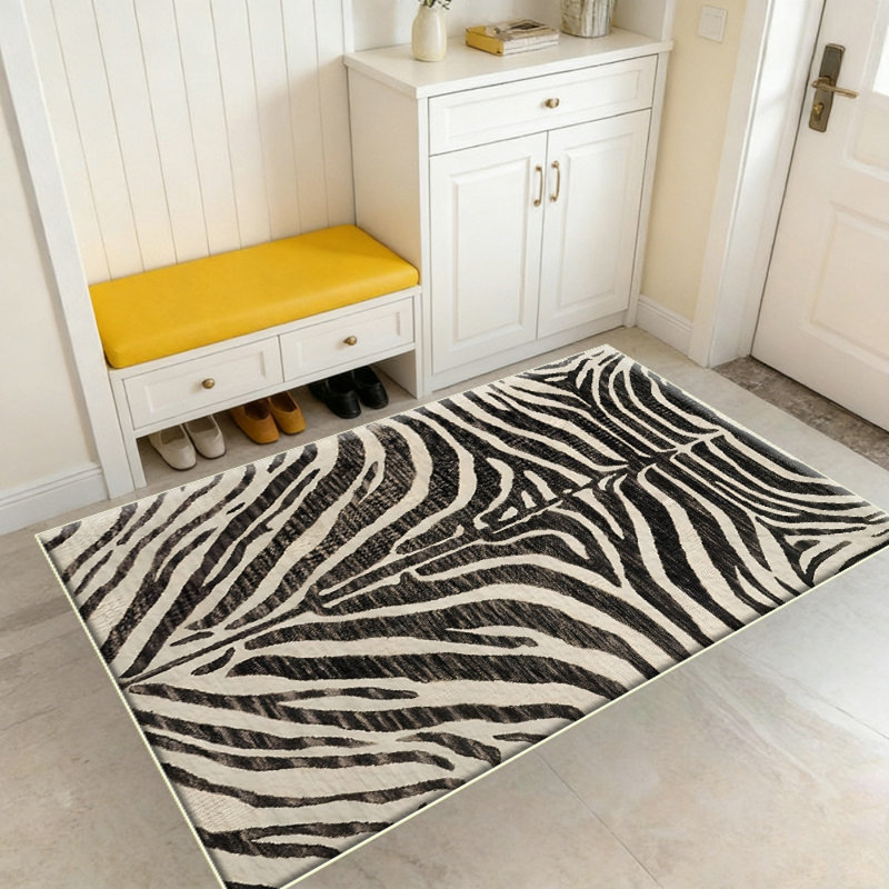 Area Rugs for Living Room: Modern Washable Rug - Abstract Black and Cream White Rug for Bedroom Dining Room Office Playroom Nursery Home Decor - Nonslip Non-Shedding Striped Rugs