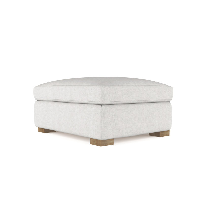 Horatio Upholstered Ottoman, Plush Velvet Silver Streak, Weathered