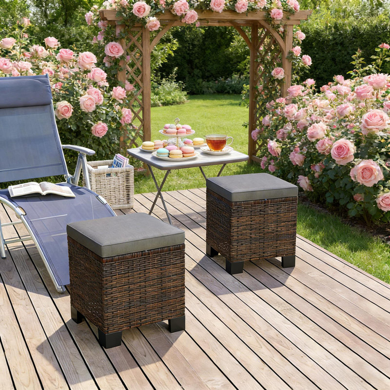 Ensemble de 2 repose-pieds en osier pour repose-pieds, Gris