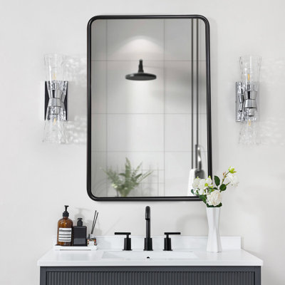 Contemporary Rectangle Bathroom Vanity Mirror | Stainless Steel O-Tube Frame Design