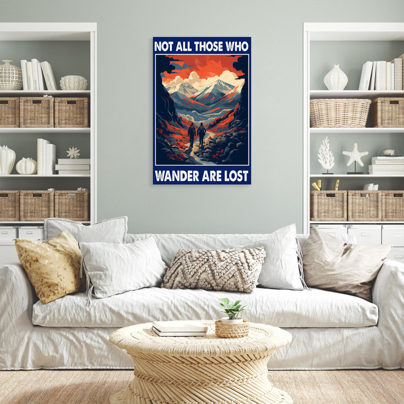 Randonnée pas tous ceux qui se promènent - 1 pièce, reproduction d'art graphique sur toile tendue