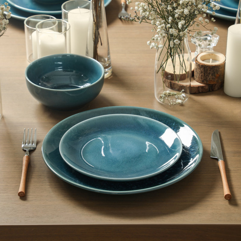 Stone Lain Riley 24-Piece Dinnerware Set Stoneware, Blue