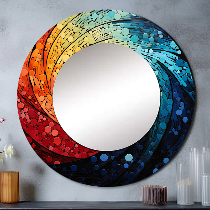 Hardedge Art contrastant Cadence II - grand miroir de peinture, décor de miroir mural moderne unique, impression d'art en métal