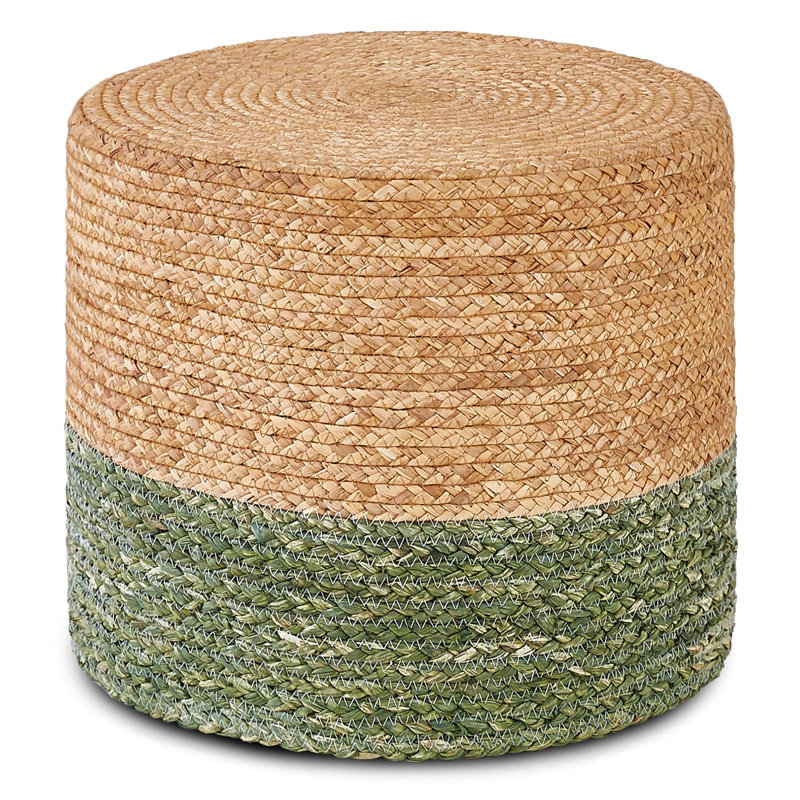 Onaway Upholstered Pouf, Natural/Green