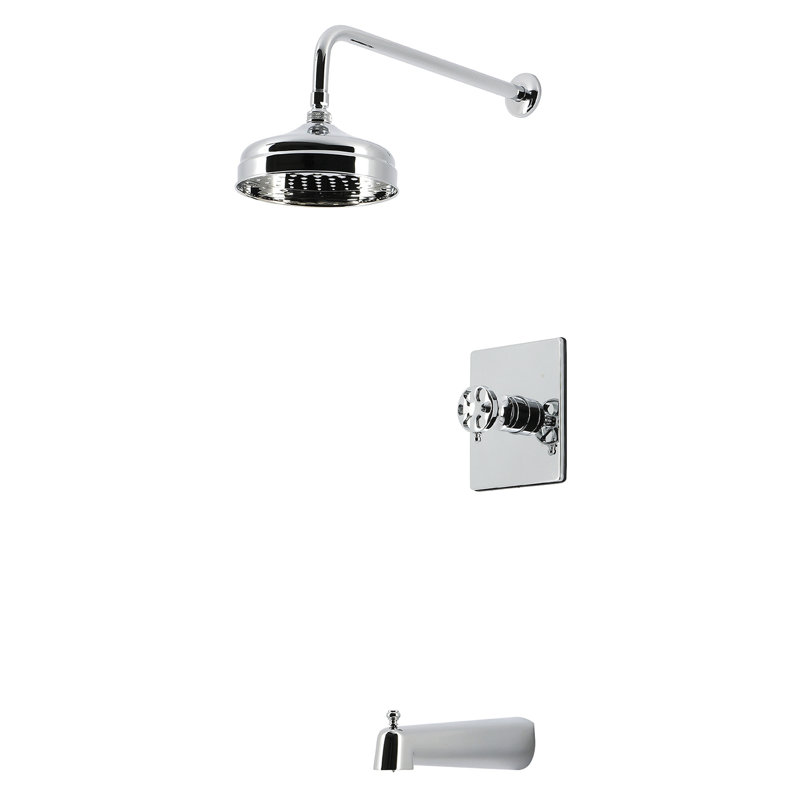 Robinet de baignoire et de douche à pression équilibrée à poignée simple Kingston Brass Kingston, Polished Chrome