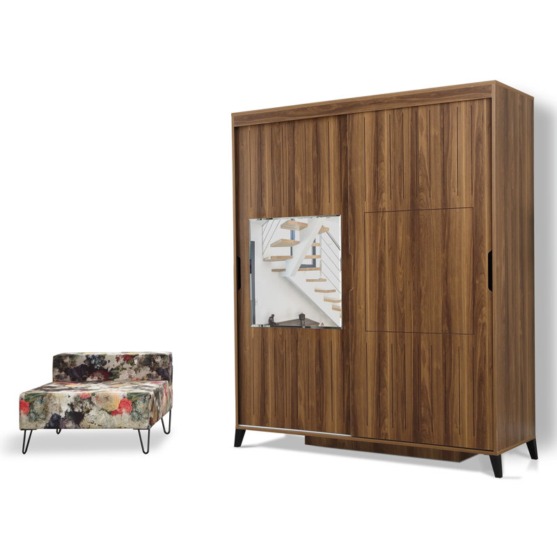 Suellen 2 Door Manufactured Wood Wardrobe, Walnut