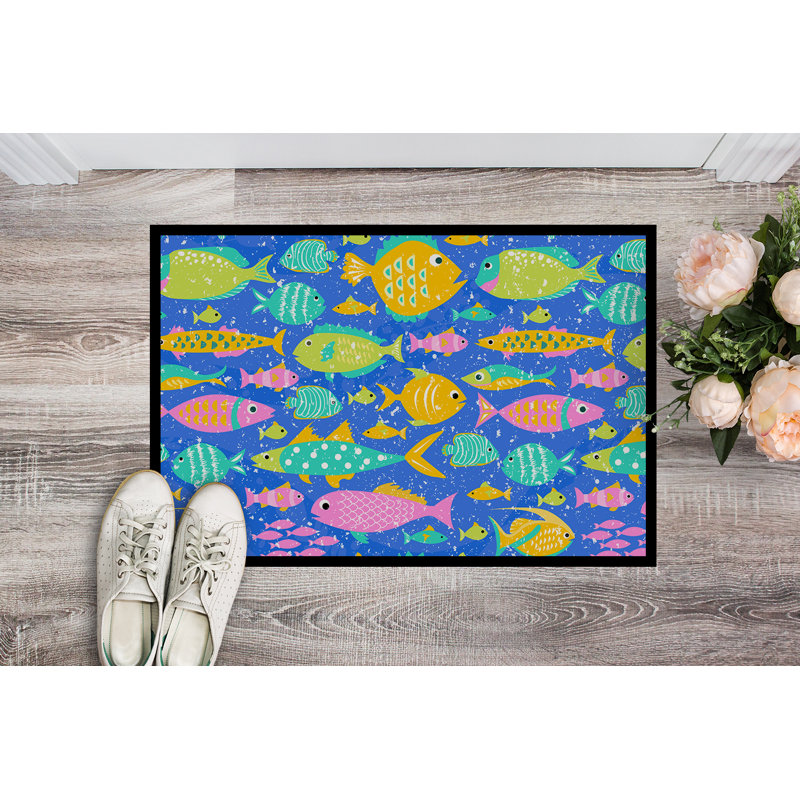 Tapis de porte d’extérieur anti-dérapant little fishs, H 0,25 po x l 27 po x P 18 po