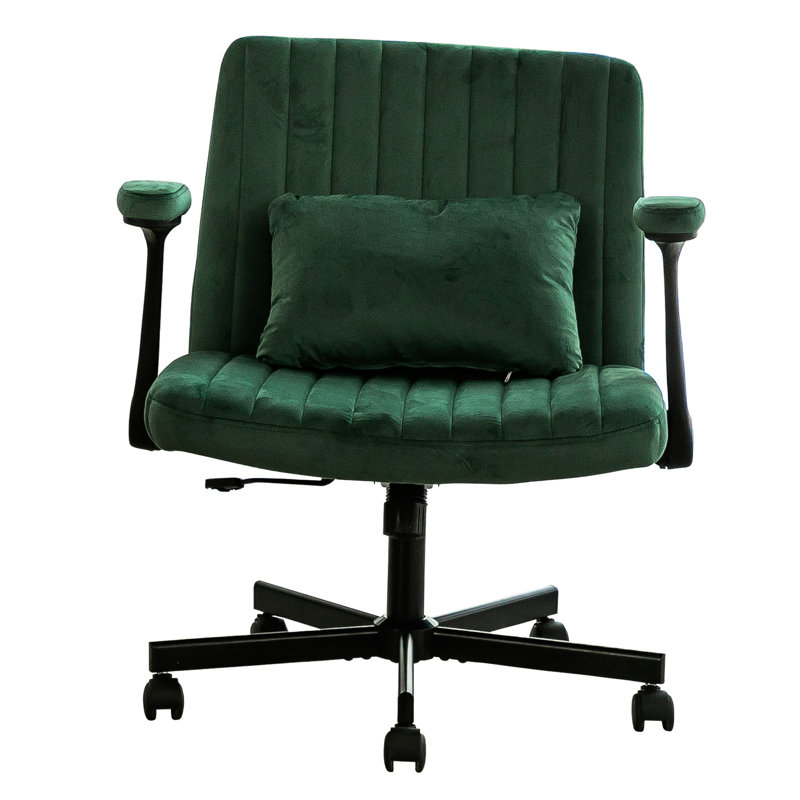 Chaise de bureau en velours avec lin respirant, conception ergonomique, inclinaison réglable pour les séances de travail, rembourrage doux des accoudoirs, hauteur, pivotant sur 360 degrés à l'intérieur