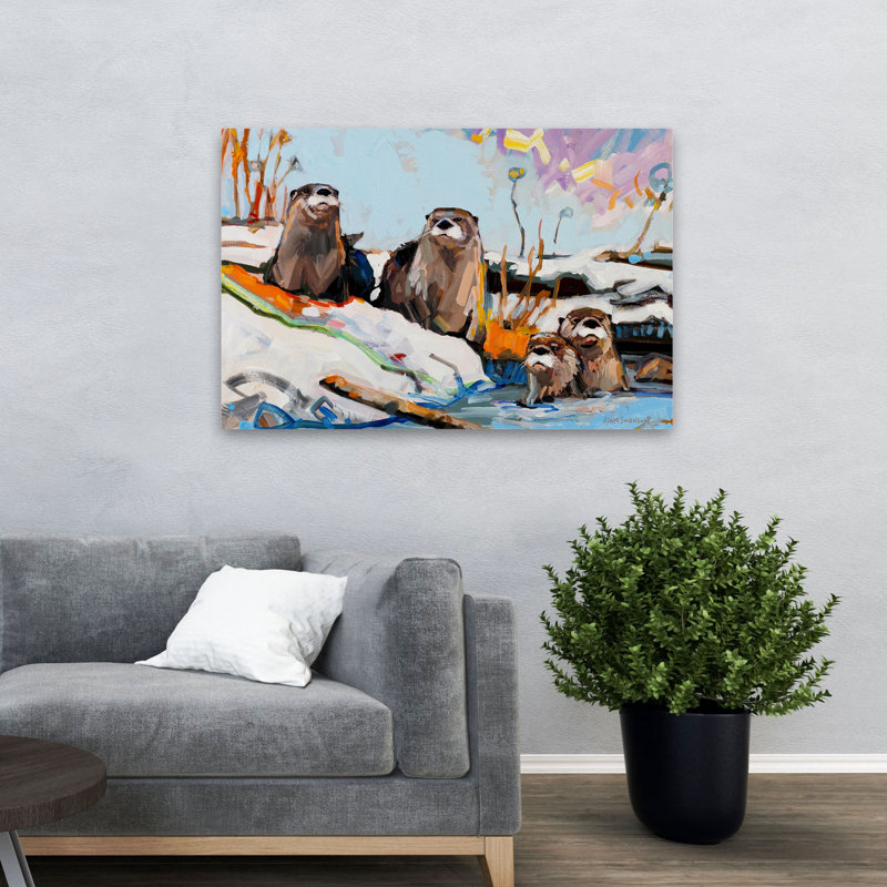 Feux d'artifice - animaux contemporains, faune, rivières, ruisseaux, art de neige, H 32 po x l 48 po
