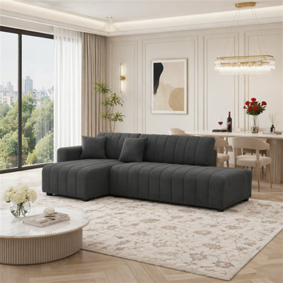 Wool Left Facing Sectional Sofa With Chaise