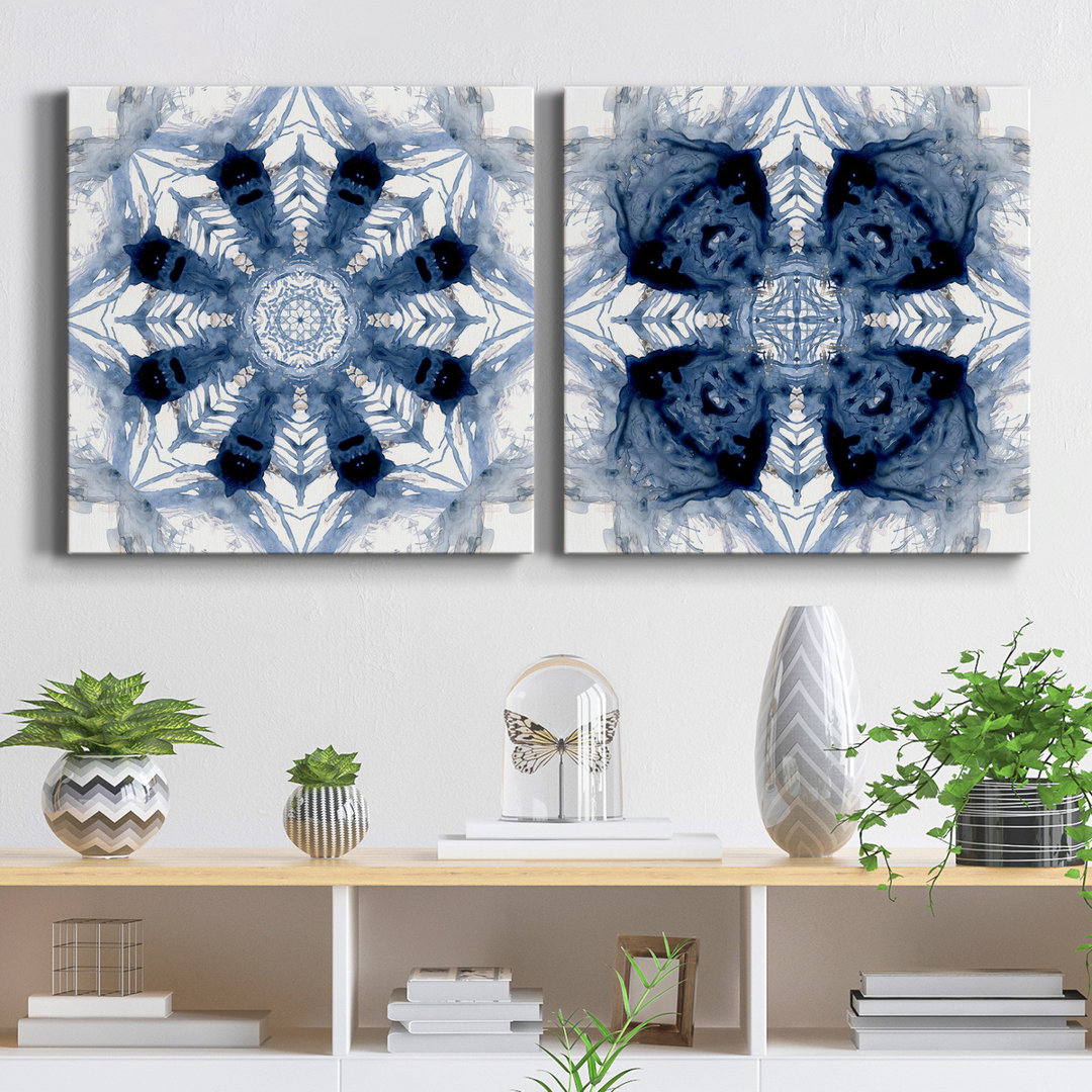" Indigo Kaleidoscope III " 2 - Pieces Bungalow Rose 