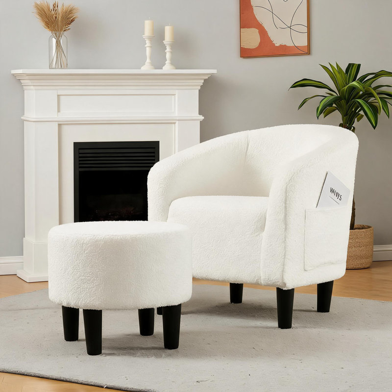 Chaise d'appoint avec repose-pieds, Blanc