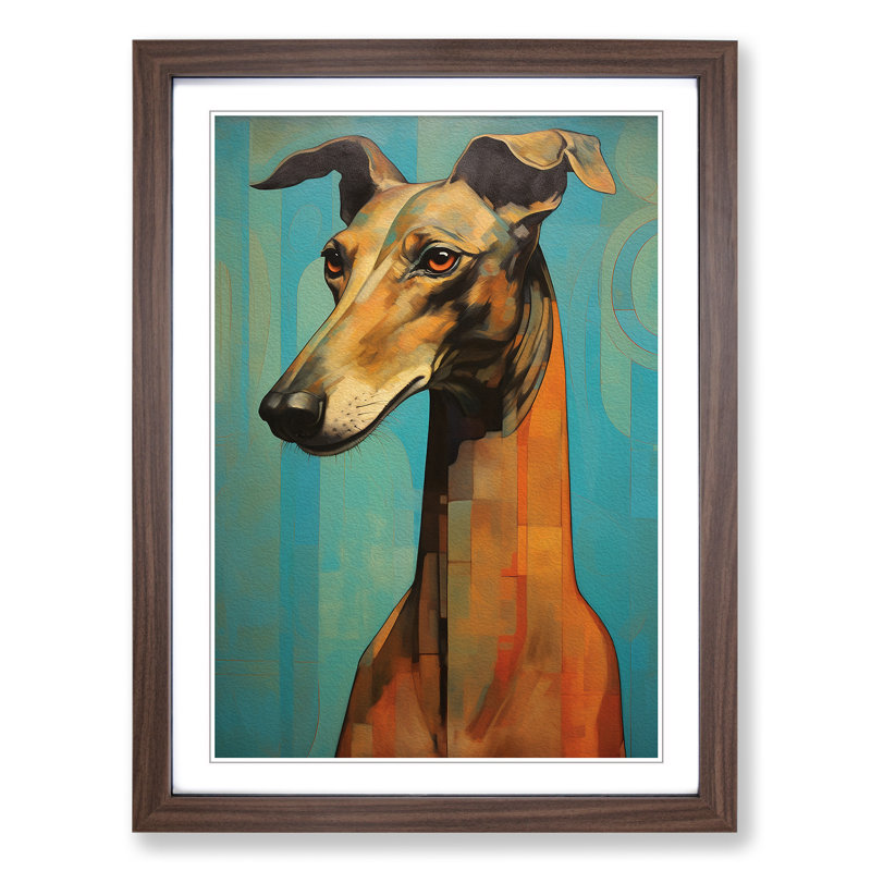 Greyhound Art Deco - Framed Print