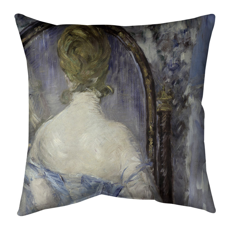 Housse de coussin et insert Édredon Édredon Édredon Manet, 14 po x 14 po, Bourre en polyester, Bleu