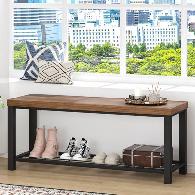 Hulste 43.3" Storage Bench, Walnut
