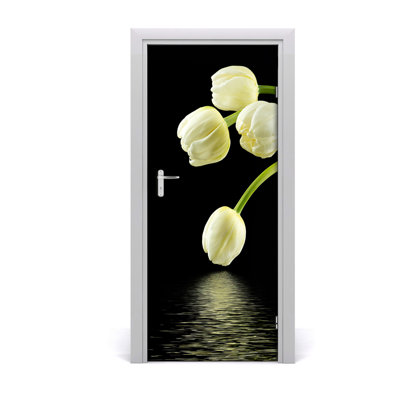 White Tulips Door Decal
