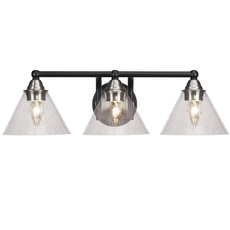 Michell 3-Light Bath Bar, White Muslin, Matte Black/Brushed Nickel