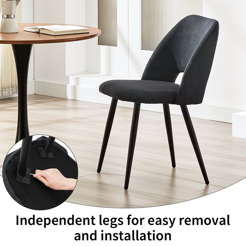 Velvet Upholstery Dining Chairs, Separate Legs, Adjustable Feet, Charcoal Grey, 6