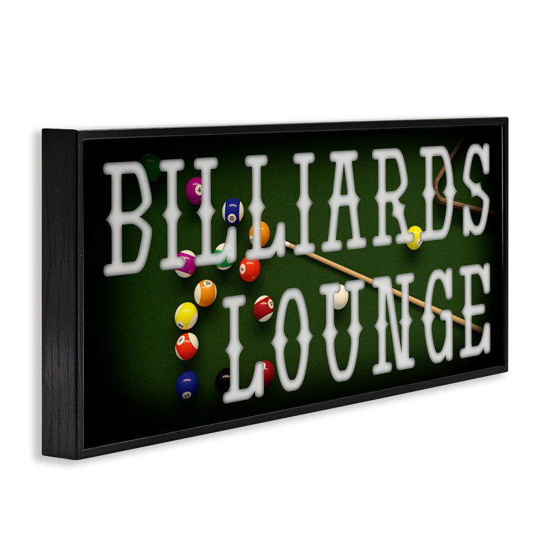 «Billiards Lounge», giclée encadrée par Marcus Prime, H 10 po x l 24 po, Giclée noire de minuit encadrée
