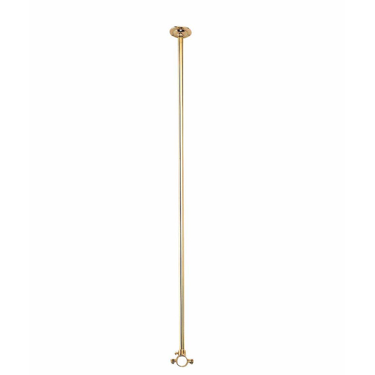 Solid Brass Ceiling Brace for Shower Surround 38" Length 1 1/8" Diameter Rod with Mounting Flange and Clamp