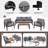 4-Piece 5-Seat Patio Conversation Furniture Set, Outdoor Patio Sofa with Acacia Wood Armrests, Removable Cushions & Solid Wood Coffee Table-2099127572-2099127573