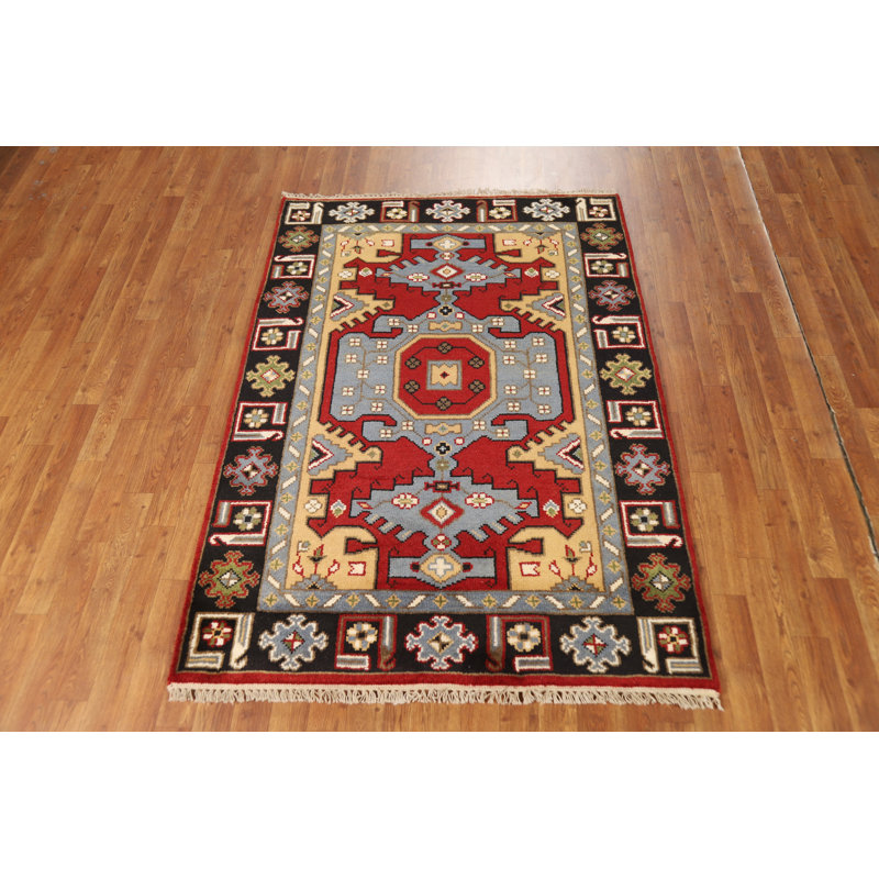 Tapis oriental géométrique fait à la main 4 x 6