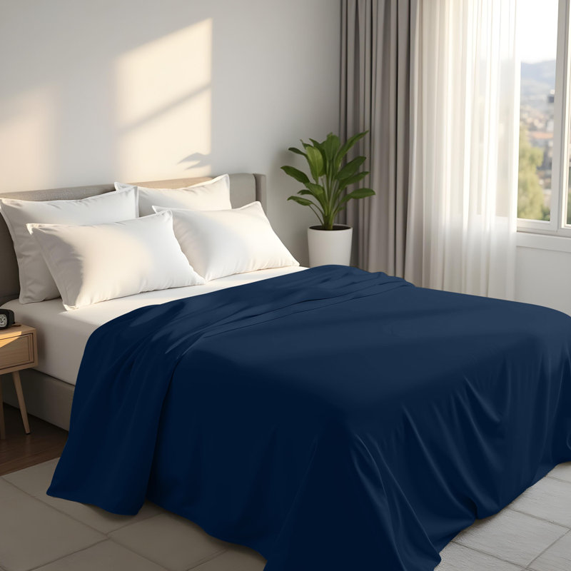Flat Sheet, Super King, Navy