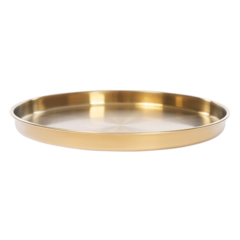 Round Serving Tray in Gold (Set of 6), 1.06" H  x 12.2" W x 12.2" D