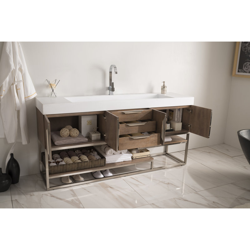 Columbia 72'' W Single Vanity, Glossy White, Dusk Gray, Brushed Nickel