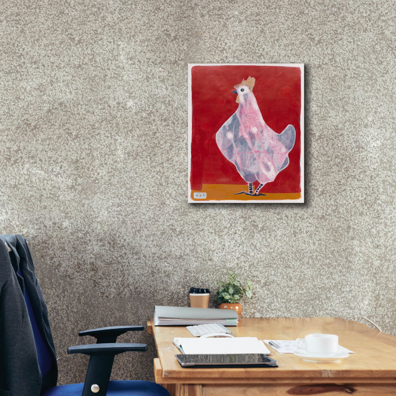 «Red Hen Barrel Studio» par Maria Pietri, art mural en verre acrylique, H 24 po x l 20 po x P 0,75 po