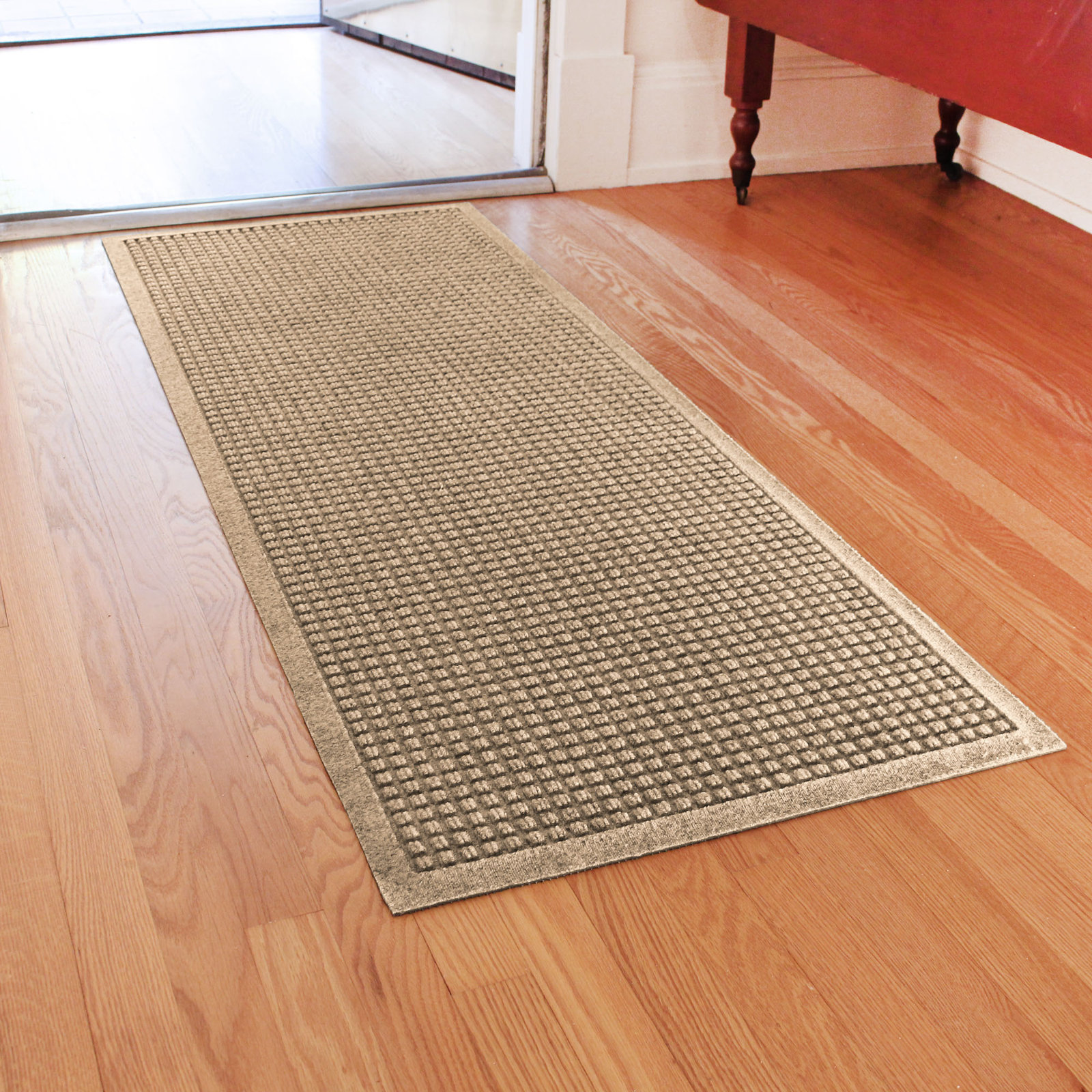 WaterHog Squares Non-Slip Doormat, Camel, Rectangle 1'10" x 5'