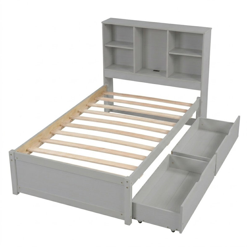 Lit plateforme Boyt, gris