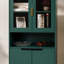 Bibliothèque haute avec 2 portes vitrées et 2 portes, grande armoire de cuisine avec poignées dorées-735852163