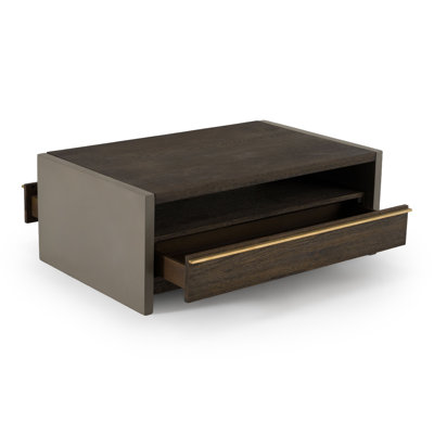 Amal Dark Grey Concrete & Walnut Coffee Table by VIG Furniture