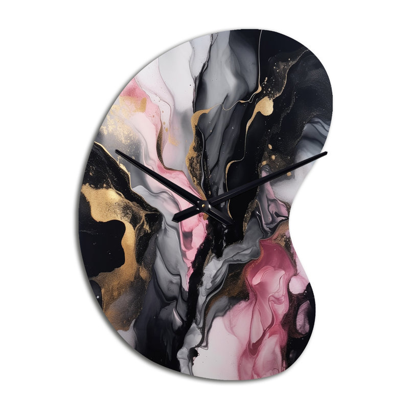 Horloge murale 3D en marbre noir or et marbre Splash II, Grand