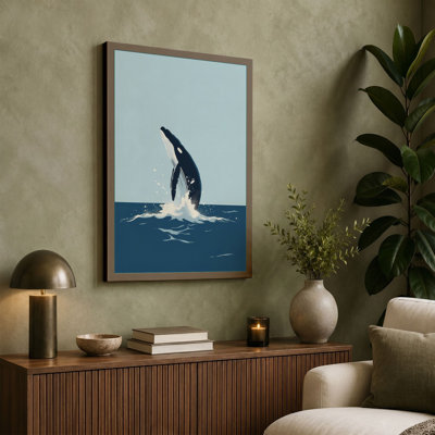 Breaching Whale Coastal - Wrapped Canvas
