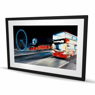Bus travel by night - Modern Bedroom Framed Matted Print