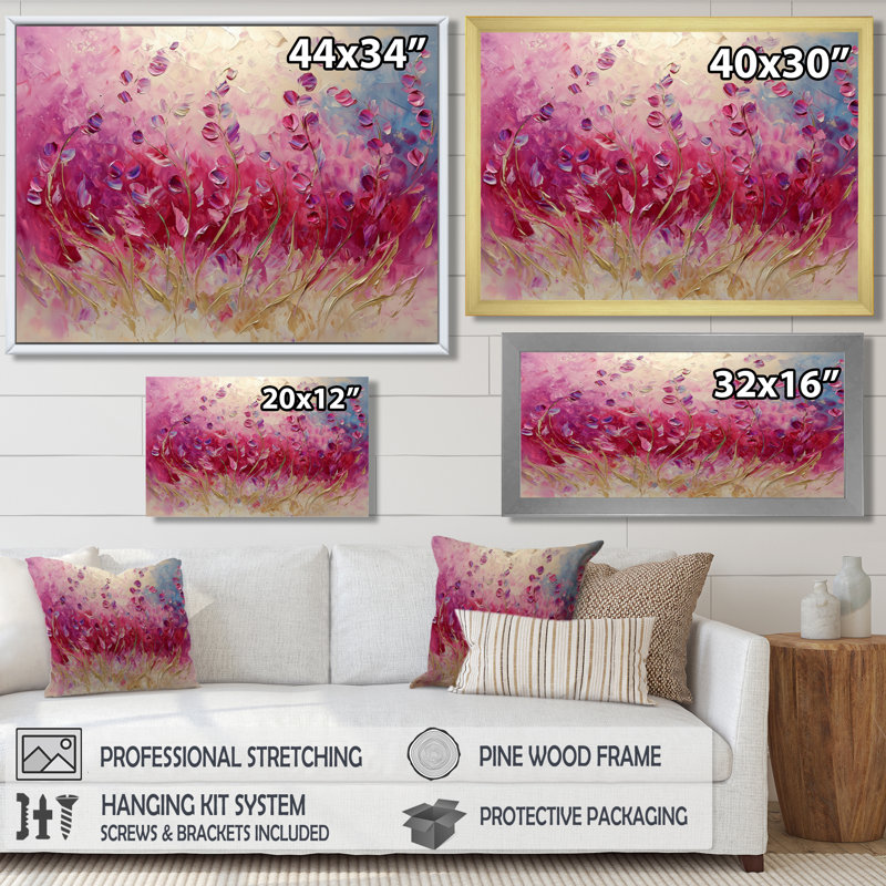 Jamerson - Floral Wall Art, H 16 po x l 32 po, Doré, Floater Framed