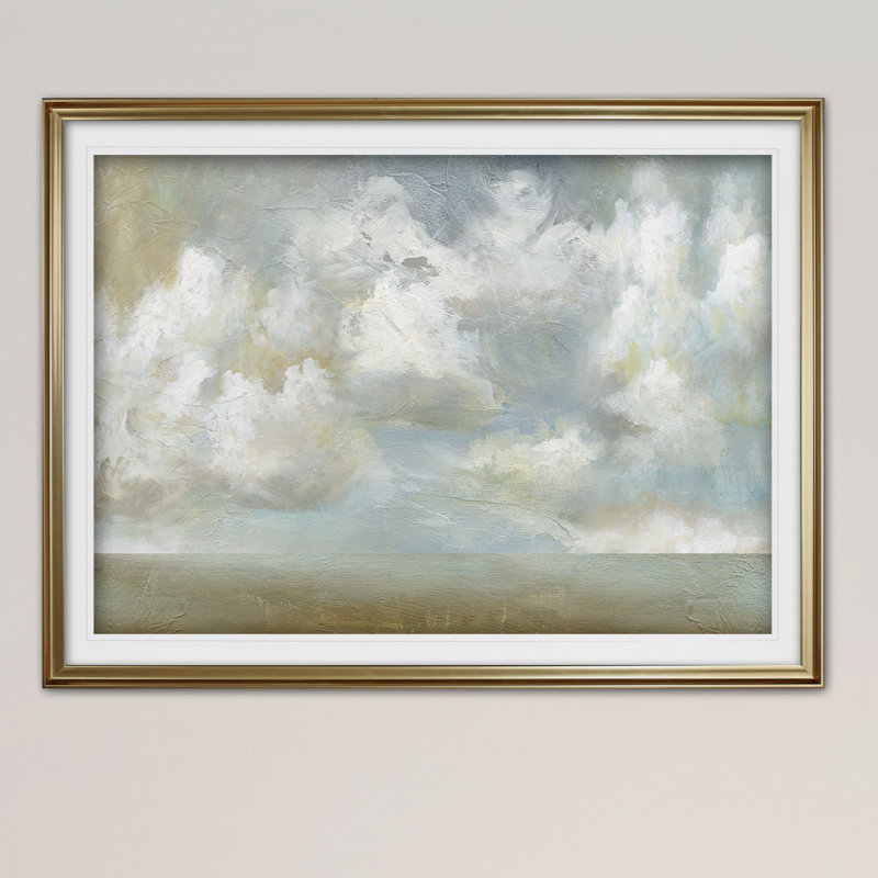 « cloudscape vista iii », reproduction de peinture à l’acrylique encadrée, H 24 po x l 32 po x P 1,5 po, Argent