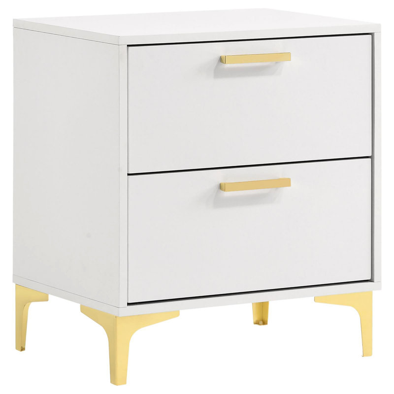 2-Drawer Rectangular Nightstand, White