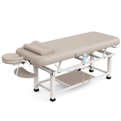 76" Heavy Duty Electric Stationary Massage Table With Backrest Adjustable And Storage Space For Physical Therapy Medical Spa Facial Care Tattoo Table