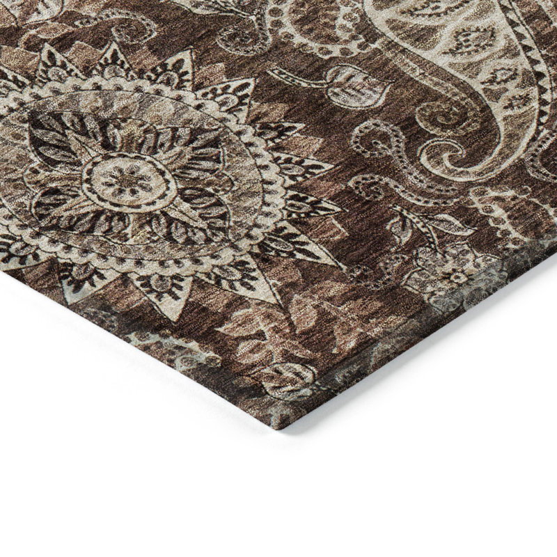 Chantille Red and Brown Washable Synthetic Area Rug 9' x 12'