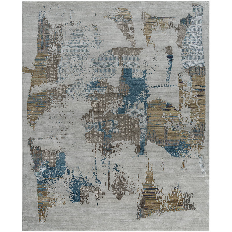 Tapis moderne tissé à la main Xaveer, Rectangle 6 pi x 9 pi