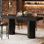 Table de bar 70,9 po à hauteur de comptoir industrielle avec plateau d'aspect noyer pour bar de cuisine ou de maison
