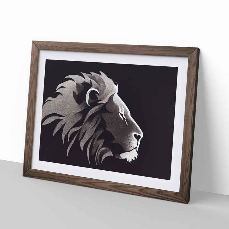 Terrific Lion Abstract - Framed Print, 25cm H x 34cm W x 2cm D, Walnut Framed