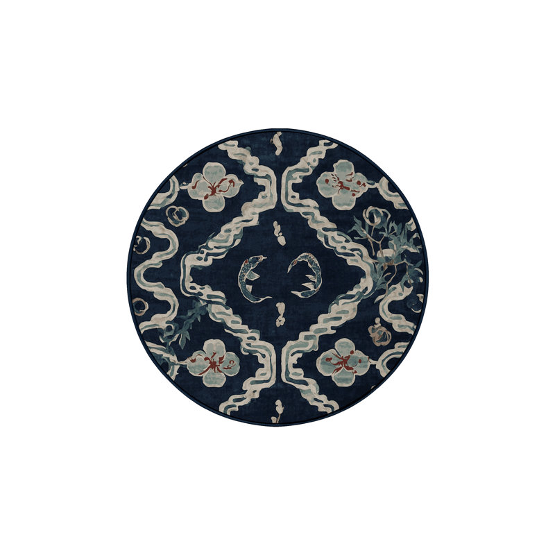 Machine Washable Gray Area Rug, Round 4'