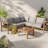 4 Pieces Outdoor Acacia Wood Sofa Set L-Shaped Patio Furniture Sofa Set with Coffee Table Outdoor Conversation Set with Cushions-569912763-569912761