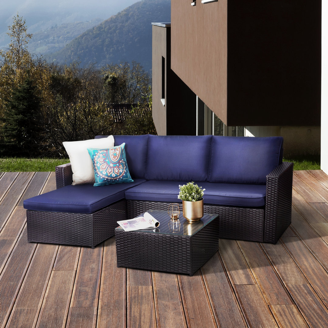 3-Sitzer Lounge-Set aus Rattan