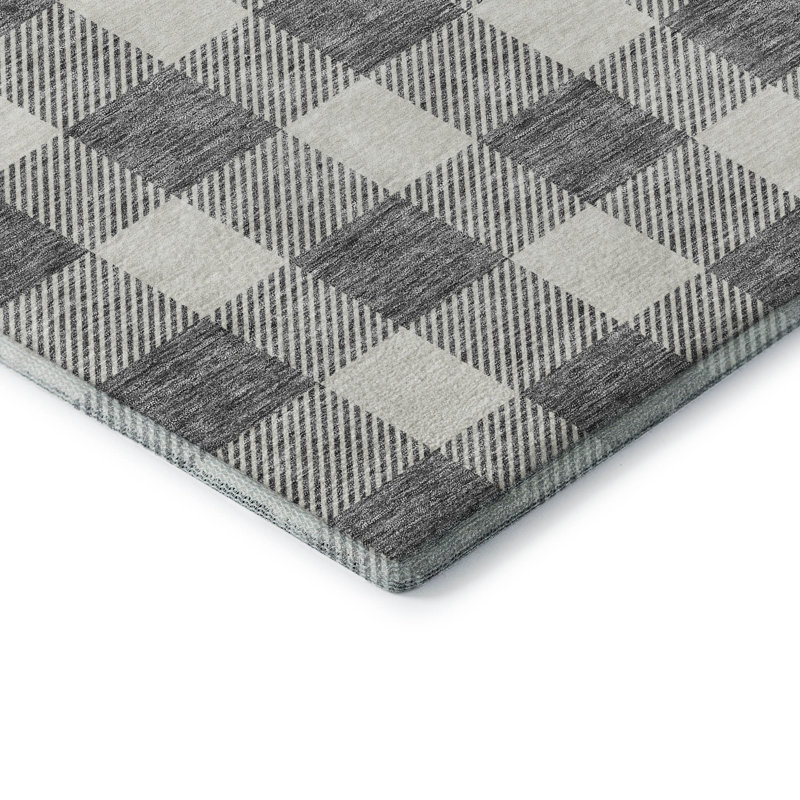 Tapis gris Prisco lavable à la machine de qualité supérieure, Rond 8 pi